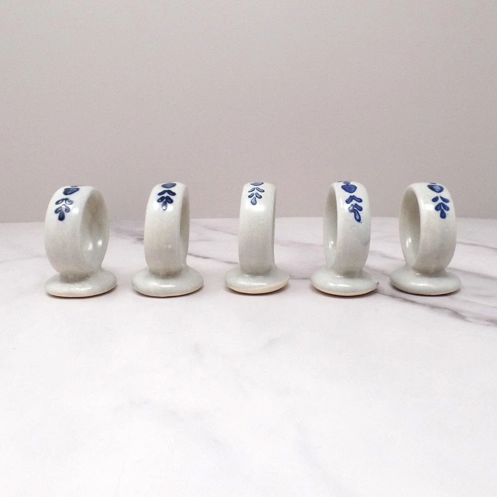 Vintage Ceramic Pfaltzgraff Yorktowne Napkin Rings, set of 5  (1980s-90s)